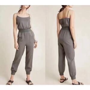 Anthropologie Nisa Jumpsuit Romper Olive Green Tapered Leg Jogger M